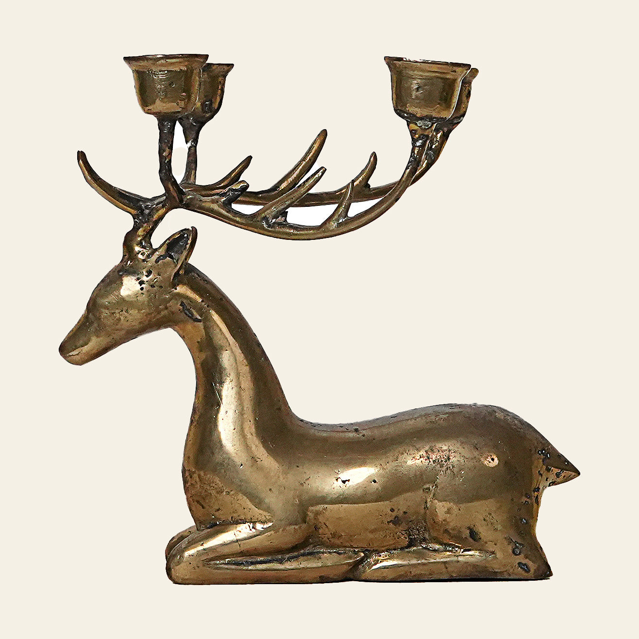 Brass Deer Candle Holder - Antler Candelabra | RARE LILY