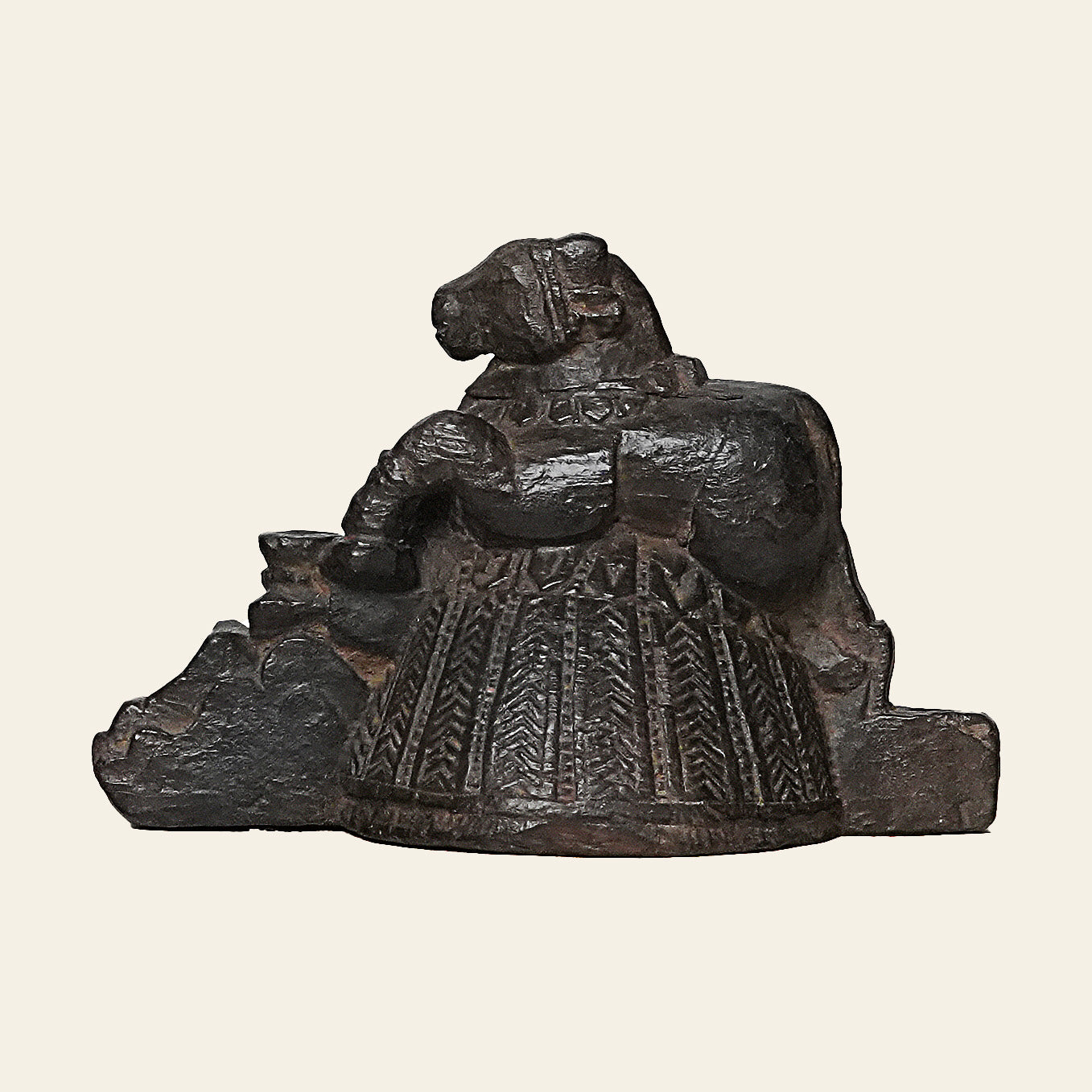 Handcrafted Wooden Nandi Statue 