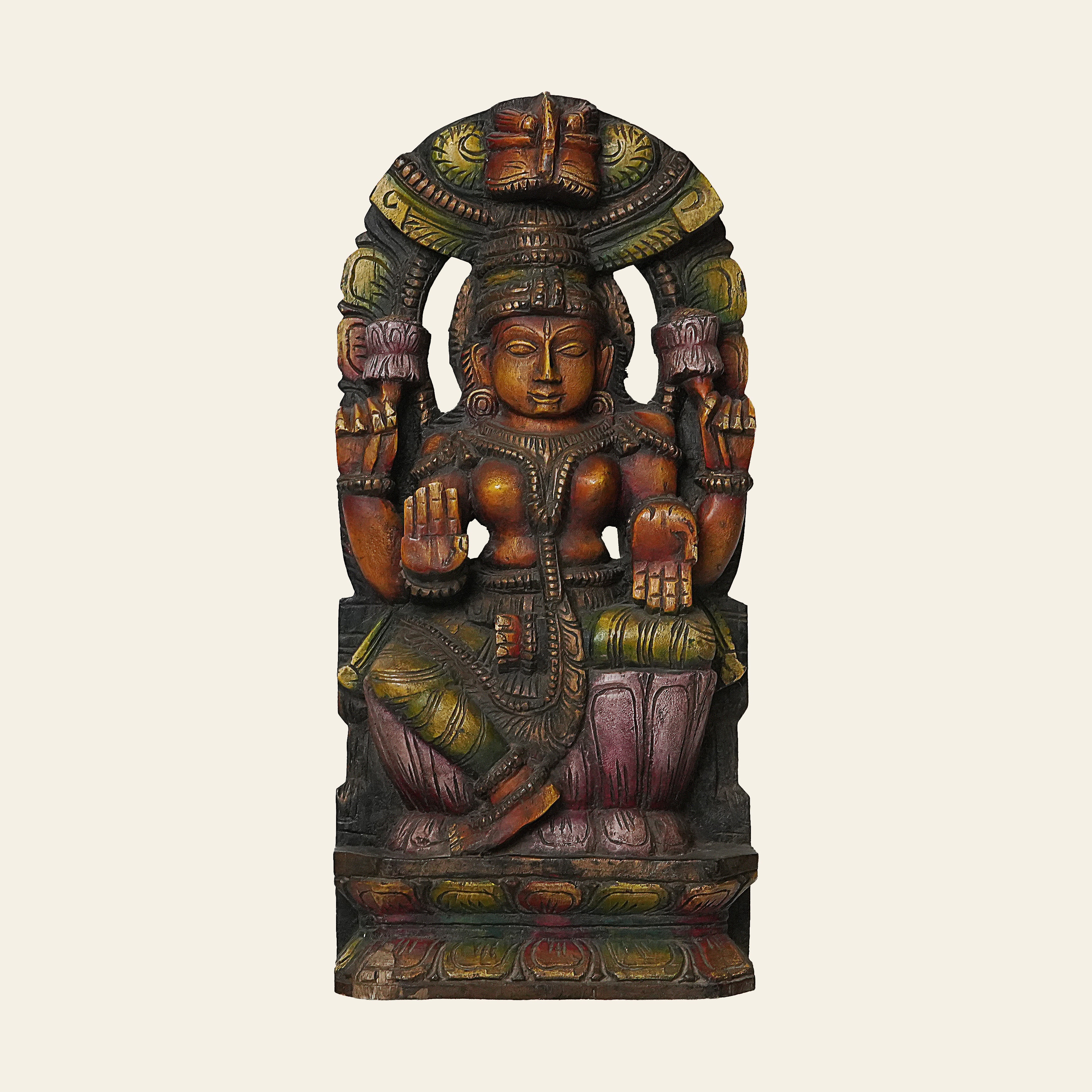 Handcrafted Wooden Saraswati Statue - Goddess of Knowledge & Arts